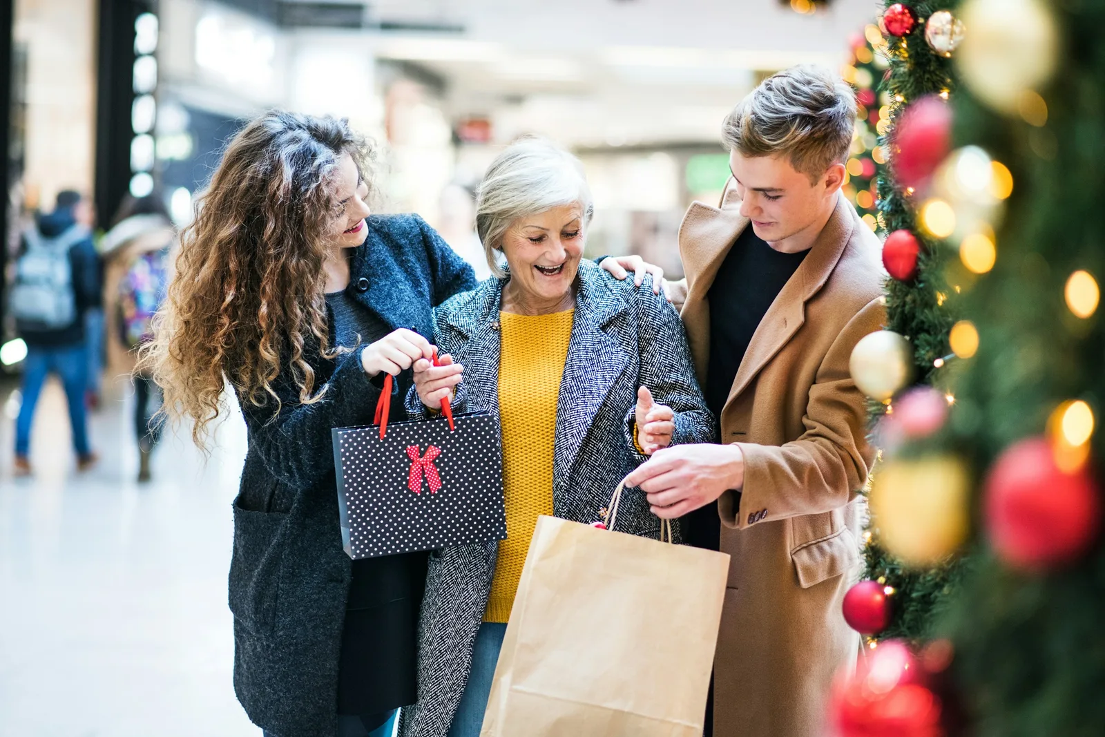 Family Christmas shopping in Birmingham